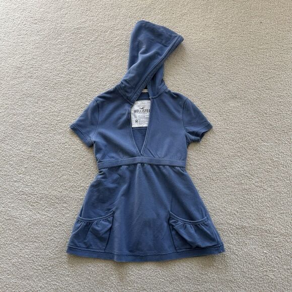 VNTG Hollister Y2K Girls Sz M Baby Doll Fitted Hoodie Pullover V-Neck Sweatshirt - Picture 16 of 16